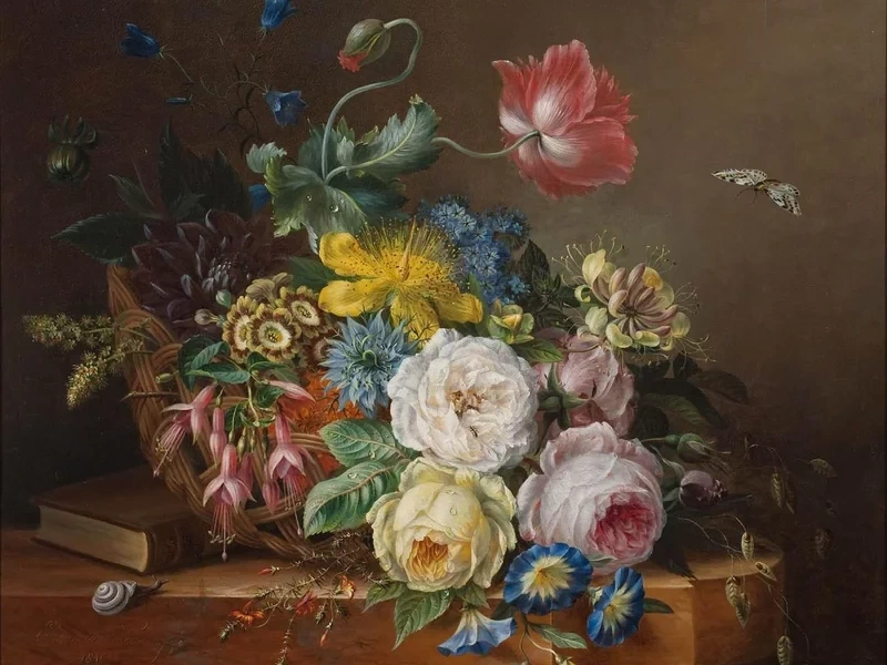 1816-Elisabeth Johanna Koning - Natura morta di fiori